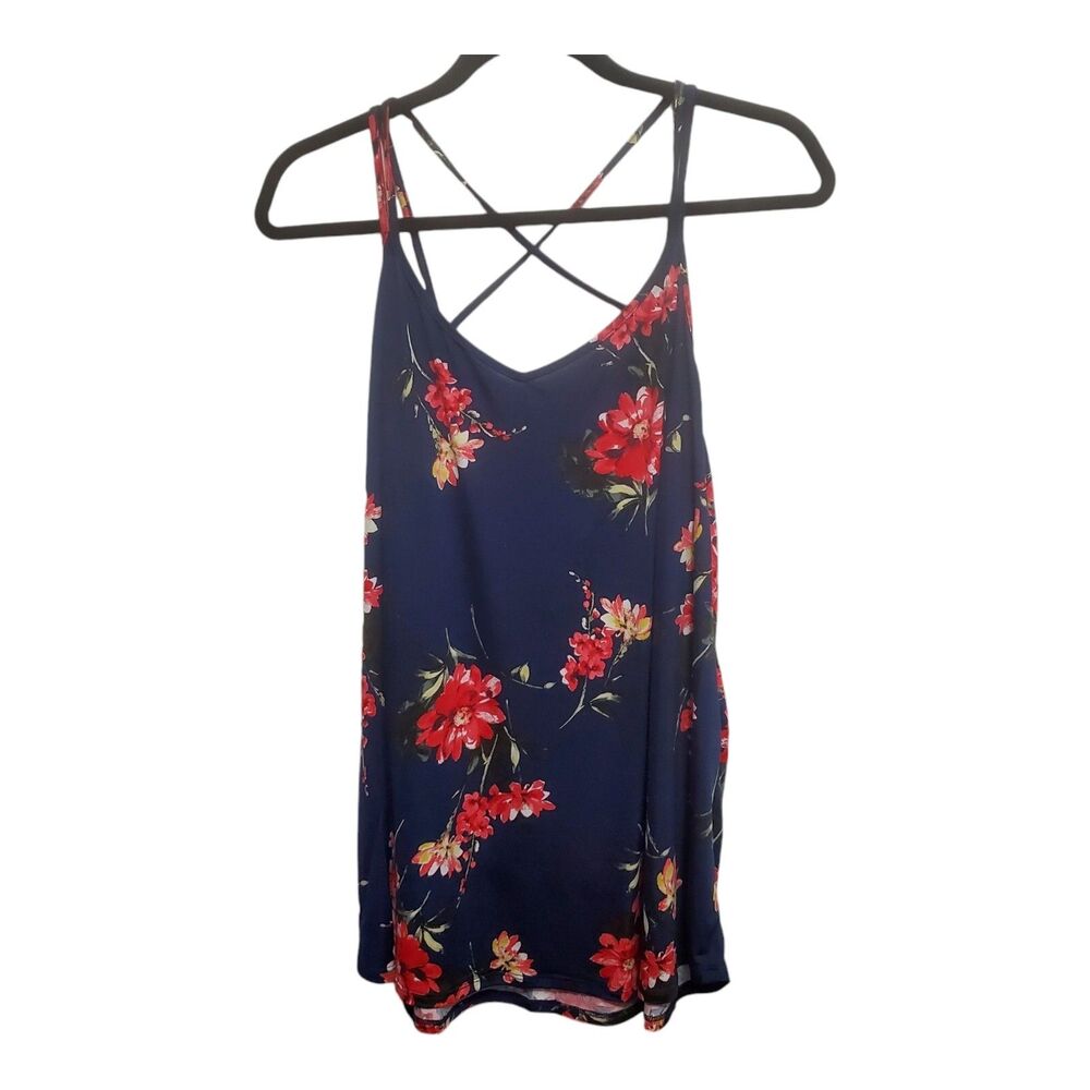 Papermoon Tank Top Floral Size 2X Navy Pink Tropical Print NEW